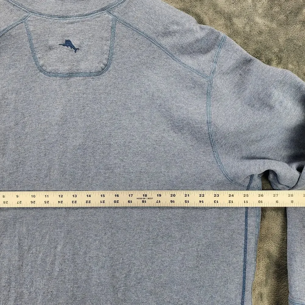 Tommy Bahama Pullover Sweater Mens Extra Large Blue Snap Button Mock Neck Casual